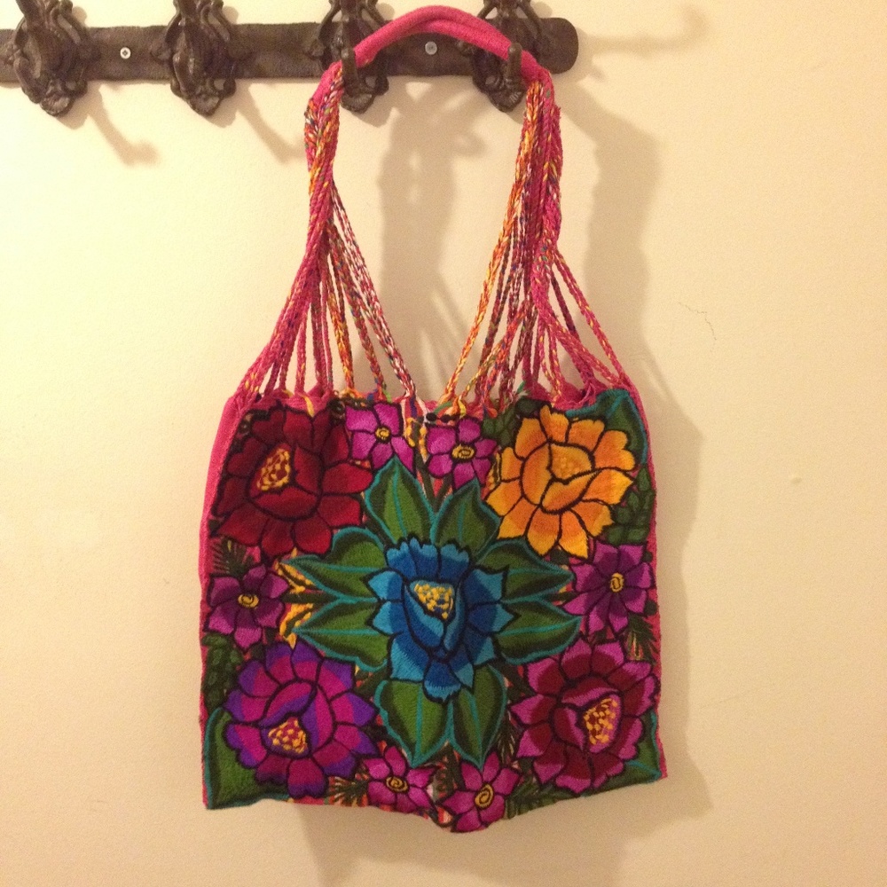 Fuchsia Pink Flower Cotton Bag